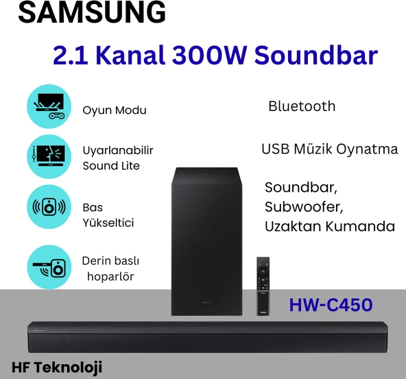 Samsung HW-C450 2.1 Kanal 300 W Soundbar + Jbl Bluetooth Hoparlörhediye ürün görseli 1