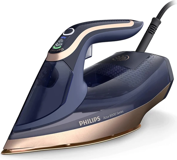 8000 Serisi Azur Buharlı Ütü, 3000W, 260G Turbo Şok Buhar, 85G/DK Sürekli Buhar, Sıfır Yanık Riski, 50ML'LIK Su Haznesi, Optimaltemp Teknolojisi, Steamglide Elite Taban, DST8050/20 ürün görseli 1