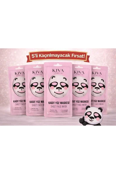 Panda 5’li Sheet Face Mask Seti Kağıt Yüz Maskesi Nemlendirici Cilt Bakımı ürün görseli 1