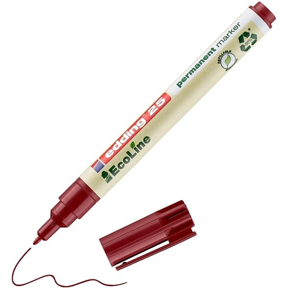 Edding Permanent Markör Kalem 25 Ecoline Kırmızı (10 Lu Paket) ürün görseli 1