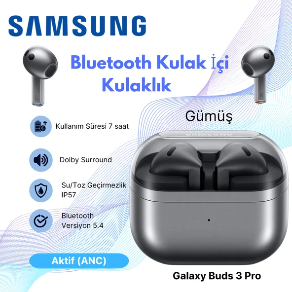 Samsung Galaxy Buds 3 Pro Anc Tws Gümüş Kulak Içi  Kulaklık ürün görseli 1