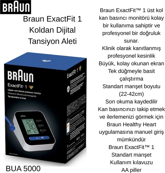 Braun Exactfit 1 Bua 5000 Üst Koldan Ölçer Tansiyon Aleti Siyah ürün görseli 1
