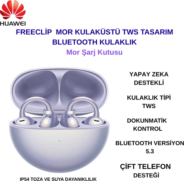 Huawei Freeclip Mor ve Kablosuz Mor Şarj Kutusu + Phılıps Epilasyon Hediye ürün görseli 1