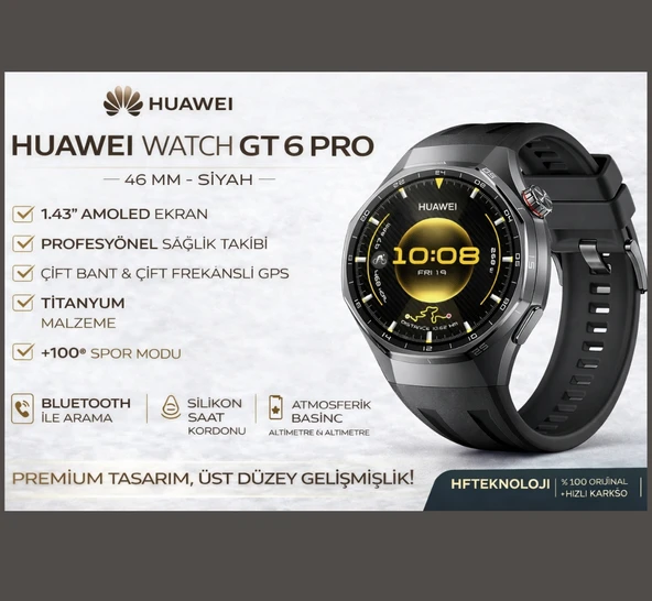 Huawei Watch Gt 6 Pro 46MM Siyah Akıllı Saat ürün görseli 1
