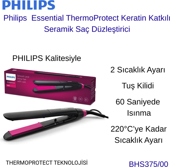 Philips Essential Thermoprotect Düzleştirici + Philips  Pembe Epilasyon Aleti Hediye ürün görseli 1