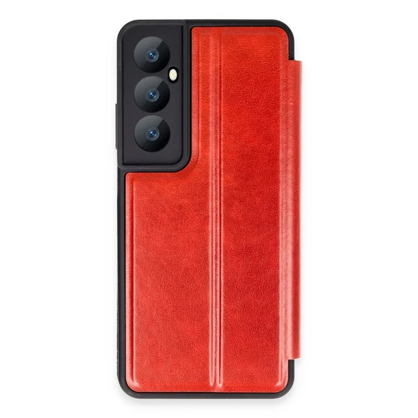 Realme C65 Kılıf Flip Cover - Kırmızı ürün görseli 1