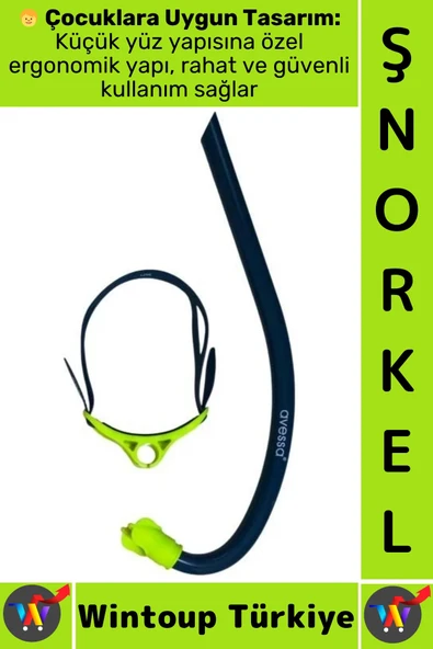 #Şnorkel Konfor Geniş Görüş Deniz Havuz Dalış Yüzme Eğitim Ayarlanabilir Çocuk Önden Dalış Şnorkeli ürün görseli 1