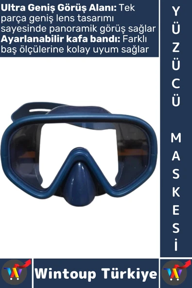 #Gözlük Konforlu Sızdırmaz Buğu Önleyici Ultra Geniş Görüş Ayarlanabilir Deniz Dalış Yüzücü Maskesi ürün görseli 1