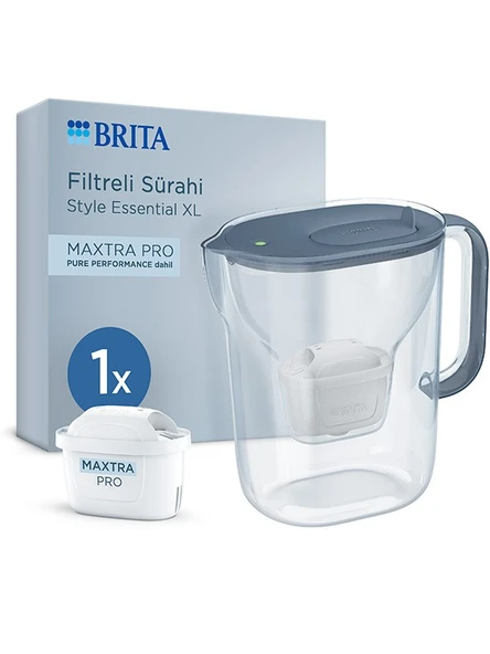 BRITA Style Essential XL 1 x MAXTRA PRO Pure Performance Filtreli Su Arıtma Sürahisi – Taş Mavisi (3,6L) ürün görseli 1