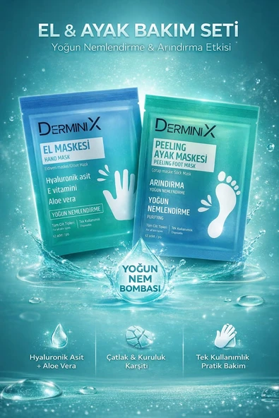 El & Ayak Bakım Seti – Hyaluronik Asit, Aloe Vera & E Vitamini İçeren El Maskesi + Peeling Ayak Maskesi | Yoğun Nemlendirici & Çatlak Karşıtı ürün görseli 1