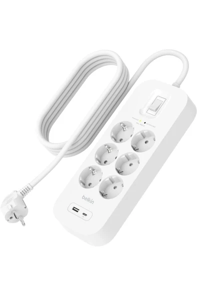 Belkin SRB002 6’lı USB-C + USB-A Akım Korumalı Priz 2 m ürün görseli 1