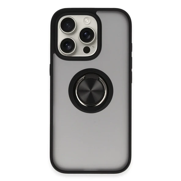 Apple İphone 16 Pro Max Kılıf Montreal Yüzüklü Silikon Kapak - Siyah ürün görseli 1