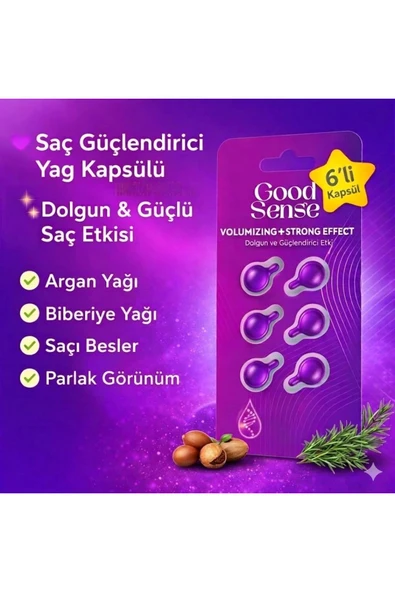 Argan & Biberiye Yağlı Saç Bakım Kapsülü 6’lı Hacim Veren Saç Güçlendirici Serum ürün görseli 1