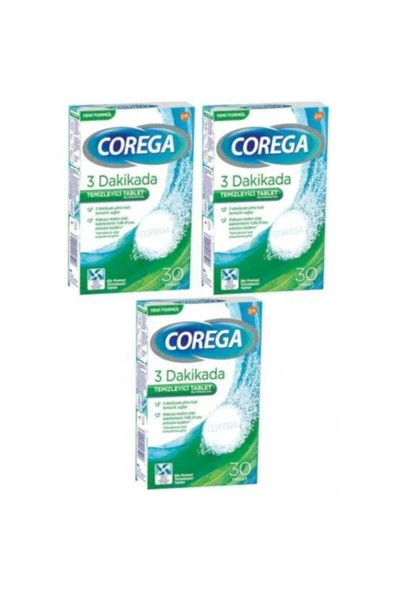 Corega 3 Dakikada Temizleyici 30 Tablet 3'lü ürün görseli 1