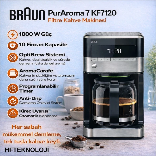 Braun Puraroma 7  Filtre Kahve Makinesi + Dijital Mutfak Tartısı Hediye ürün görseli 1