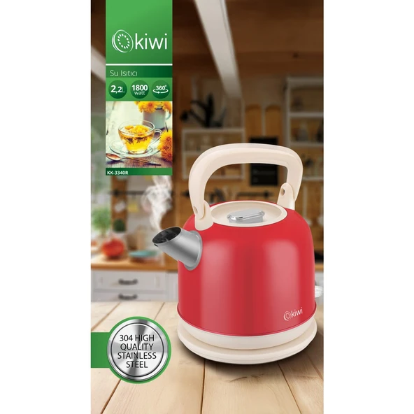 KİWİ SU ISITICI KETTLE KIRMIZI 2.2 LT 1800W KK-3340R 4259 ürün görseli 1