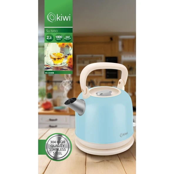 KİWİ SU ISITICI KETTLE MAVİ 2.2 LT 1800W KK-3340B 4105 ürün görseli 1