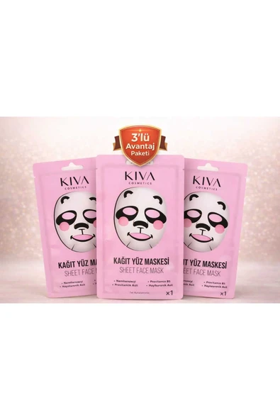 Panda 3’lü Kağıt Yüz Maskesi Seti Nemlendirici Sheet Face Mask Cilt Bakım Maskesi ürün görseli 1