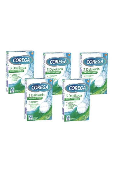 Corega 3 Dakikada Temizleyici 30 Tablet 5'li ürün görseli 1