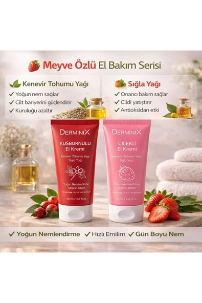 El Kremi 2'li Set 50 ml – Çilek & Kuşburnu Yoğun Nemlendirici Bakım ürün görseli 1