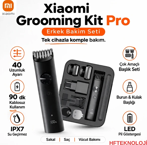 Xiaomi Grooming Kit Pro Tıraş Bakım Seti Siyah Yıkanabilir Özellikli Kablosuz Kullanım ürün görseli 1