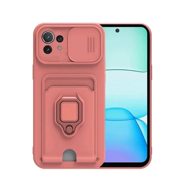 Xiaomi Mi 11 Lite Kılıf Zuma Kartvizitli Yüzüklü Silikon - Pembe ürün görseli 1
