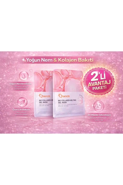 Bio Collagen Melting Gel Mask Kolajen & Hyaluronik Asit Nemlendirici Yüz Maskesi 2'li Paket ürün görseli 1