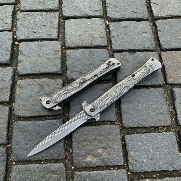 Knivox Browning Black Titanyum Kaplama Ejderha İşlemeli Kamp Çakısı ürün görseli 1