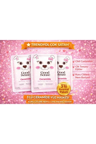 3’lü Rabbit Ceramide Kağıt Yüz Maskesi Nemlendirici Cilt Bariyeri Güçlendirici Set ürün görseli 1