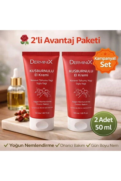 El Kremi 2'li Set 50 ml – Kuşburnu Özlü Yoğun Nemlendirici Bakım ürün görseli 1