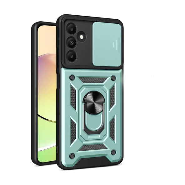 Samsung Galaxy M15 Kılıf Pars Lens Yüzüklü Silikon - Yeşil ürün görseli 1