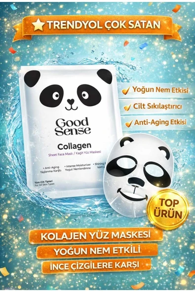 Panda Desenli Kolajen Kağıt Yüz Maskesi Yoğun Nemlendirici Anti Aging Cilt Sıkılaştırıcı ürün görseli 1