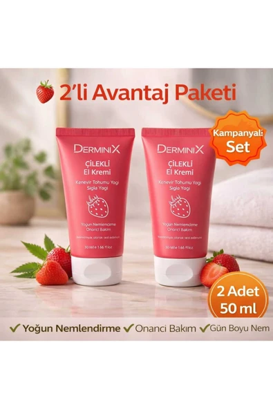 Çilekli El Kremi 2'li 50 ml – Yoğun Nemlendirici Avantajlı Set ürün görseli 1