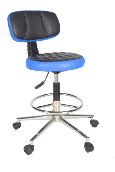 Gizmo Ofis Büro Döner Tekerlekli Çalışma Ayarlı Tabure Sandalyesi B1000 Mavi ürün görseli 1