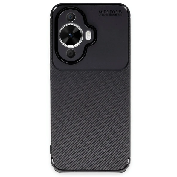 Huawei Nova 12s Kılıf Auto Focus Karbon Kapak - Siyah ürün görseli 1