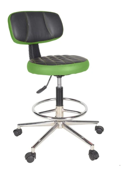 Gizmo Ofis Büro Döner Tekerlekli Çalışma Kasiyer Hekim Ayarli Tabure Sandalyesi B1000 Yeşil ürün görseli 1
