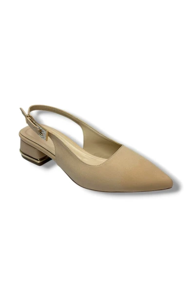 C-Shoes HK800-26 Süet Kısa Kare Topuk Arkası Açık Kadın Ayakkabı ürün görseli 1