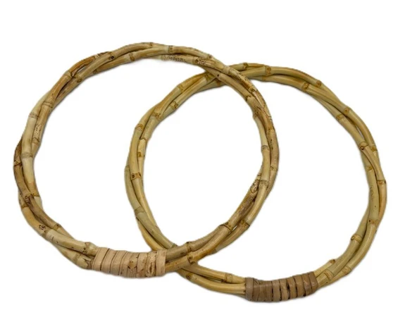 Angel Çanta Aksesuar 15 Cm Çift Gerçek Bambu Çanta Sapı  Sarmal Model - Resim 2