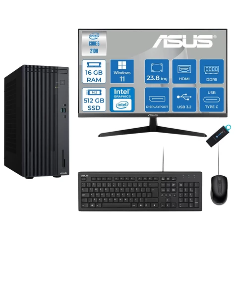 Expertcenter P500MV Core 5-210H 16 GB RAM DDR5 512 GB SSD WİN11PRO ASUS 23.8'' MONİTÖR C52108512B0D23RNP01 ürün görseli 1
