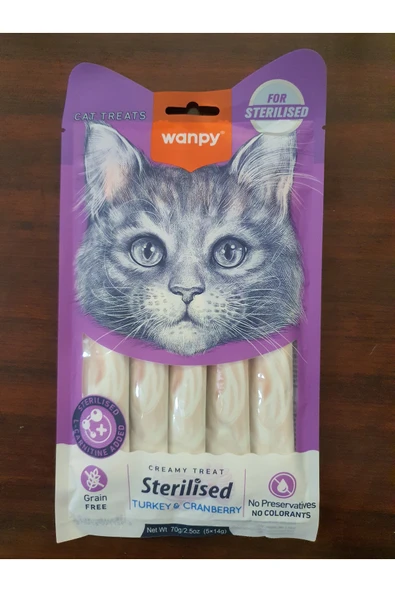 PATİLİMARKET sterilised hindili yaban mersinli kedi krema ödülü 5*14 gr ürün görseli 1