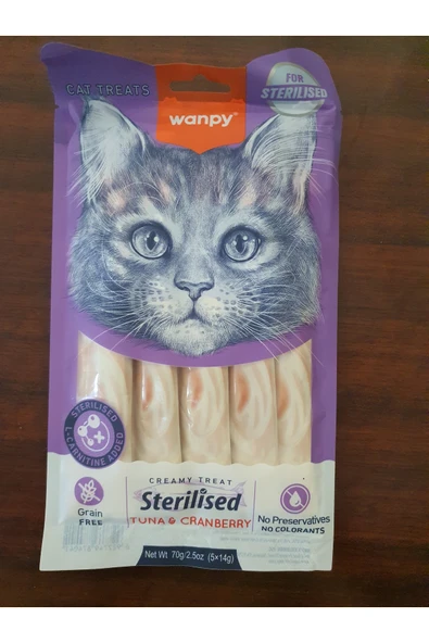 PATİLİMARKET sterilised ton balıklı yaban mersinli kedi krema ödülü 5*14 gr ürün görseli 1