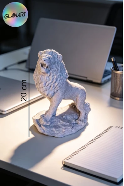 hediyelik 3 boyutlu aslan figürlü masa üstü biblo obje (3D filamet )  merger grisi 1 adet ürün görseli 1