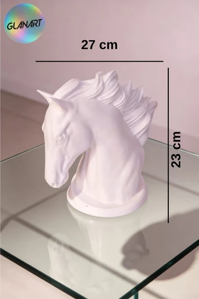 hediyelik 3 boyutlu büyük masa üstü at büstü  (3D filamet  ) beyaz 1 adet ürün görseli 1