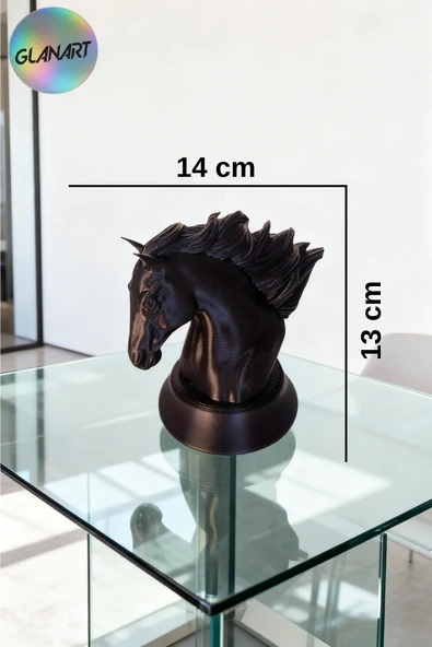hediyelik 3 boyutlu masa üstü at büstü  (3D filamet  ) siyah1 adet ürün görseli 1