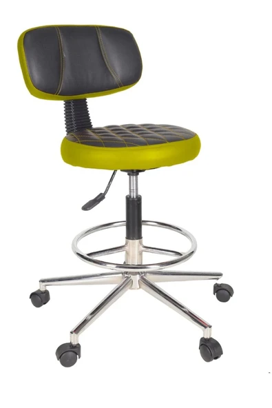 Gizmo Ofis Büro Döner Tekerlekli Çalışma Kasiyer Hekim Ayarli Tabure Sandalyesi B1000 Sarı ürün görseli 1