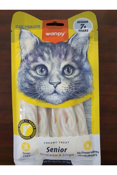 PATİLİMARKET kedi senior +7 kedi krema ödülü tavuk- ciğerli 5*14 gr ürün görseli 1