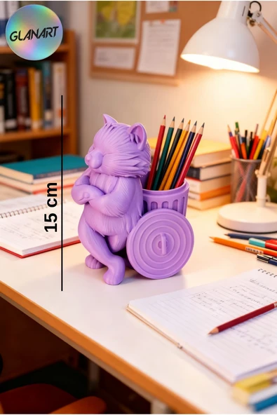 3 boyutlu kedi figürlü masa üstü kalemlik (3D filament) 1 ADET ürün görseli 1