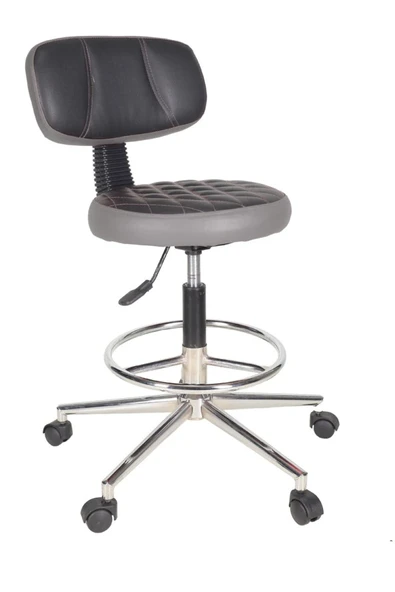 Gizmo Ofis Büro Döner Tekerlekli Çalışma Kasiyer Hekim Ayarli Tabure Sandalyesi B1000 Gri ürün görseli 1