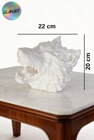 3 boyutlu masa üstü kurt başı  büstü (3D filament ) 1 adet ürün görseli 1