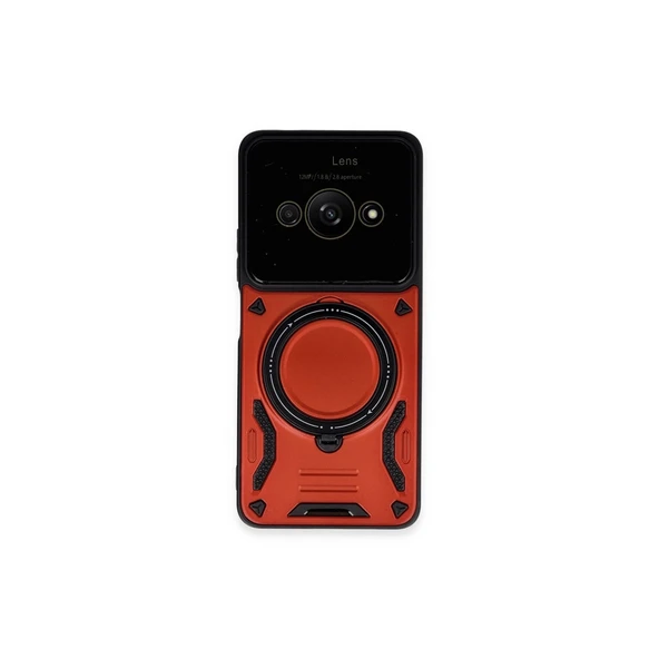 Xiaomi Poco C61 Kılıf Joy Lens Standlı Kapak - Kırmızı ürün görseli 1